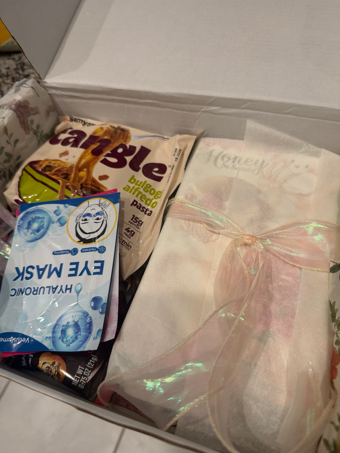 Example surprise book and goodies box; contents vary